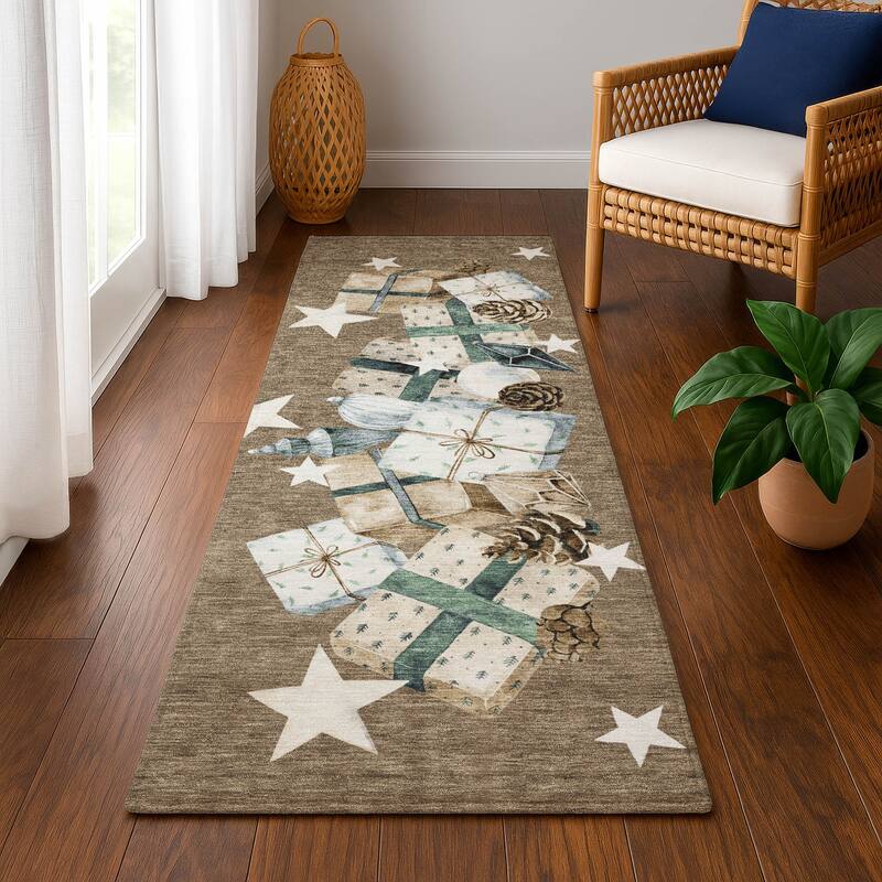 Premium Washable Super Soft Christmas Presents Mayfield Rug - Brown - 2'3" x 7'6"