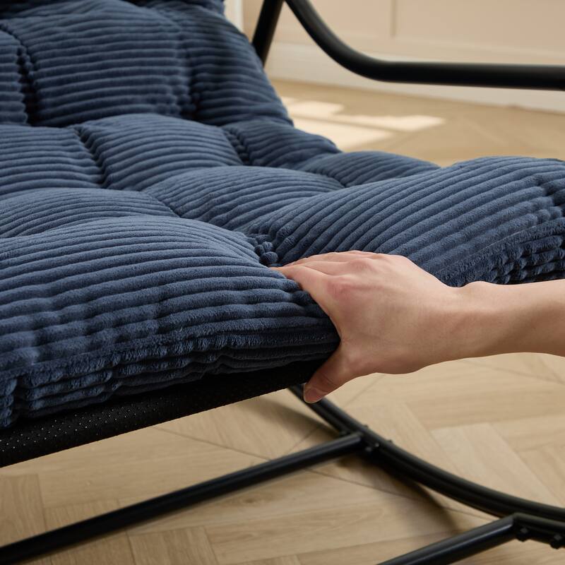 Outdoor Rocking Chair, Comfy Cushion, with Soft Thick Cushion,for Living Room, Bedroom, Reading Room, Black Frame with Cushion