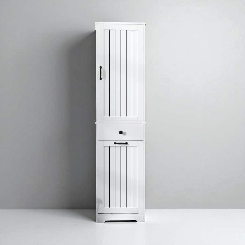 70.87" Laundry Cabinet with Storage Cabinet and Drawer, White with Removable Cloth Bags