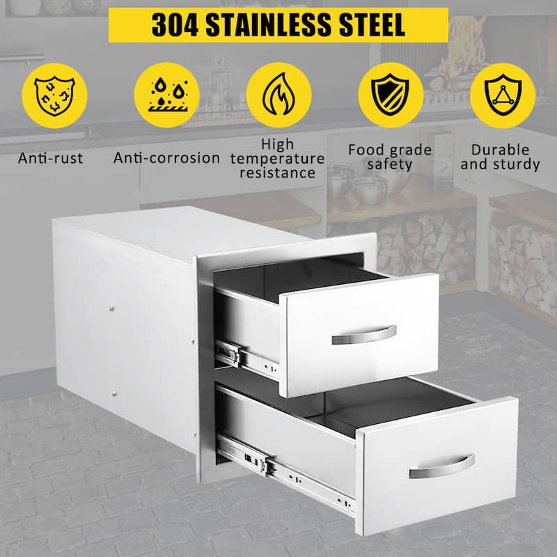 Outdoor Kitchen BBQ Access Drawers, 14W x 15H x 23D Inch - 14W x 15H x 23D Inch