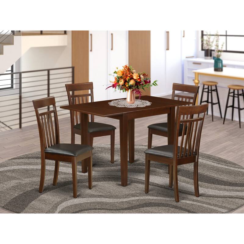 East West Furniture Modern Dining Table Set- a Rectangle Table and Faux Leather Dining Room Chairs, Mahogany(Pieces Options) - NDCA5-MAH-LC
