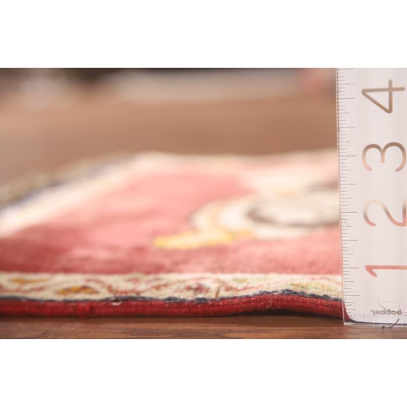 Pictorial Red Shiraz Persian Square Rug Hand-Knotted Wool Carpet - 1'11" x 1'11"