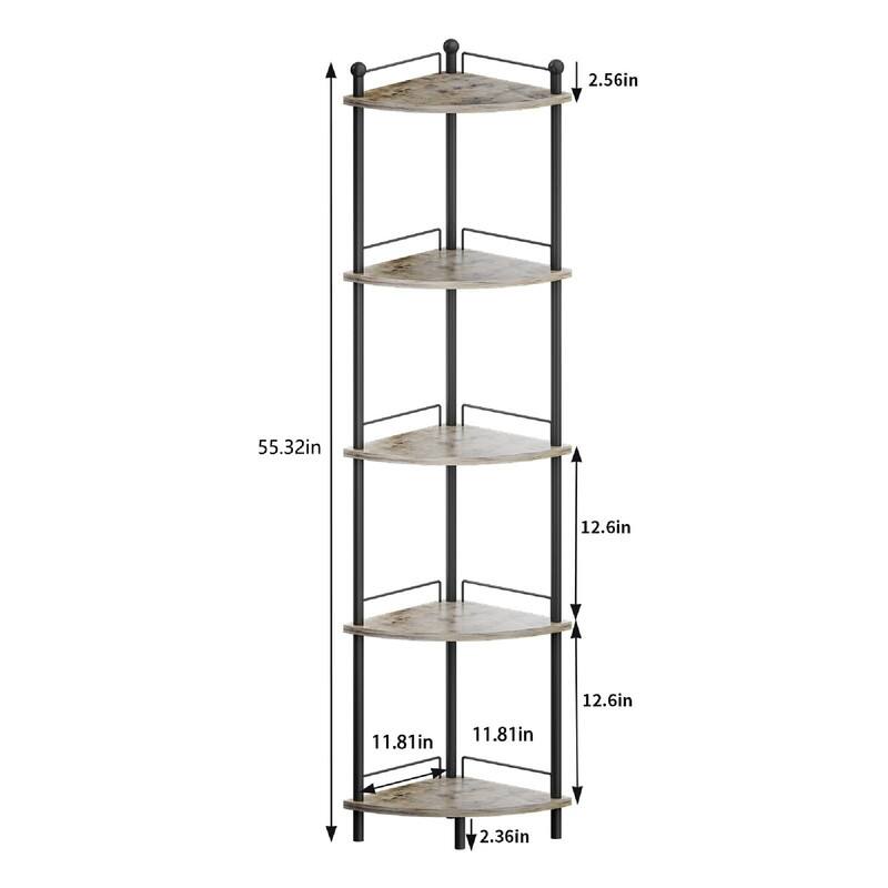 Tall Corner Bookshelf Plant Stand - 11.8"D x 11.8"W x 55.32"H