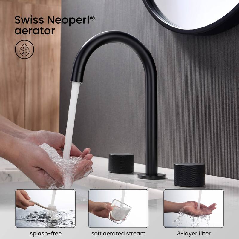 Circular X 8" Bathroom Sink Widespread Faucet with Drain Assembly