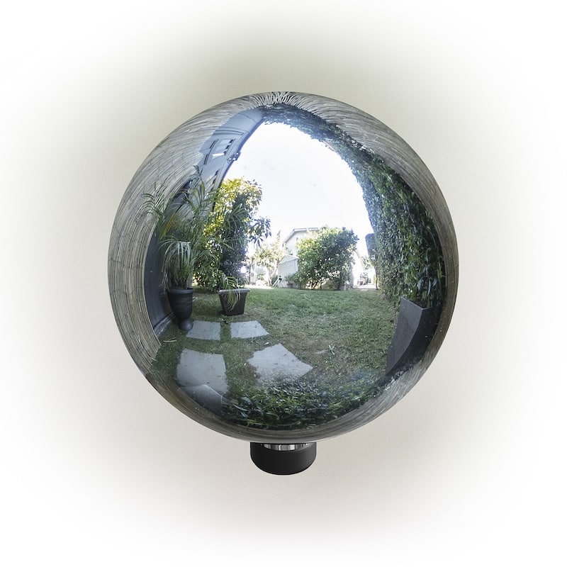 Alpine Corporation 10" Diameter Indoor/Outdoor Glass Gazing Globe Yard Decoration, Silver