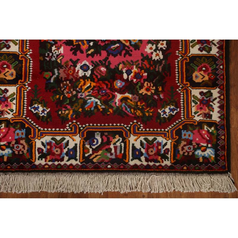 Hand Knotted Oriental 100% Wool Carpet Traditional Floral Pink Bakhtiari Area Rug - 4' 10'' X 3' 6''