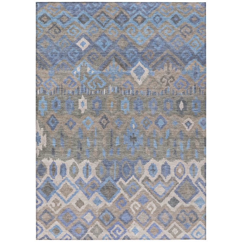 Machine Washable Indoor/ Outdoor Boho Moroccan Chantille Rug