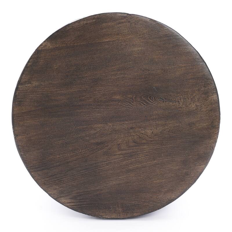 Grey and Brown MgO Round Side Table, Indoors and Outdoors