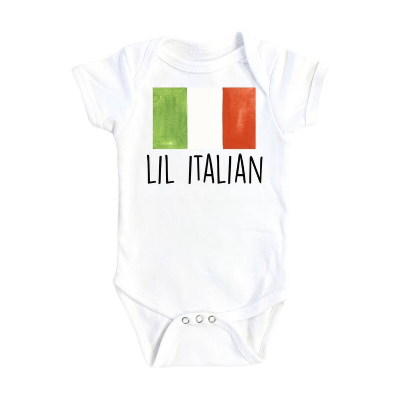Little Italian Flag - Baby Boy Girl Clothes Infant Bodysuit Funny Cute Newborn - White - Newborn