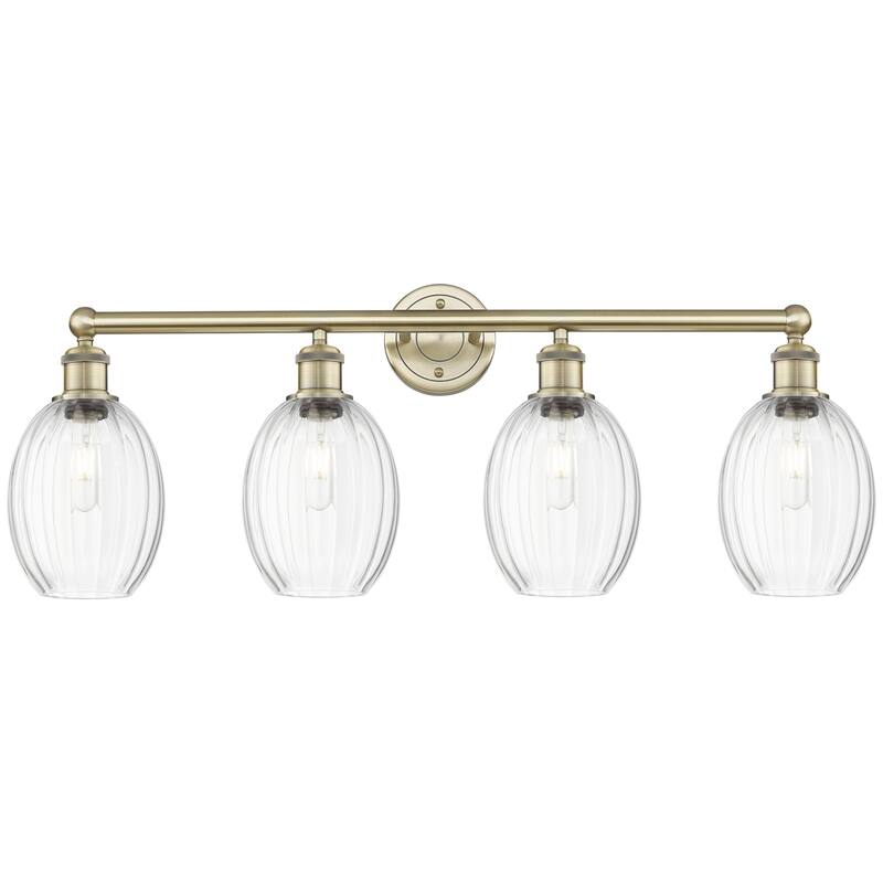 Innovations Lighting Endless Possibilities Edison - Preston - 4 Light 33" Bulb Shade Bath Vanity Light - Antique Brass/Clear