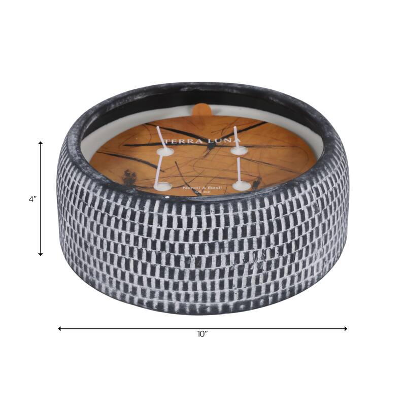 Decorative Textured Ceramic Neroli and Basil Scented Candle