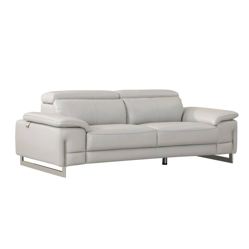 Top Grain Italian Leather Loveseat - Light Grey