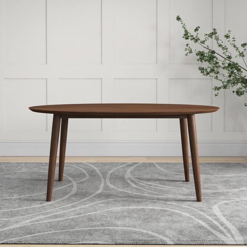 Ada Mid Century Modern Solid Wood Walnut Oval Dining Table for Dining Room or Kitchen 29.5"H x 35.4"D x 66.9"W Kitchen D