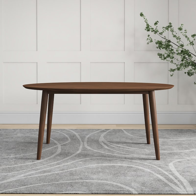 GDFStudio - Ada Modern Dining Set with Oval Solid Wood Oval Pedestal Dining Table and 4-Piece Fabric Dining Side Chairs