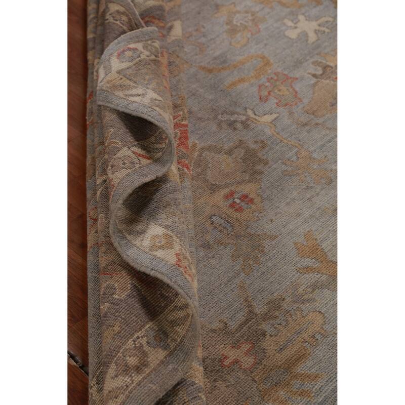 Hand Knotted Oriental 100% Wool Carpet Transitional All-Over Greys & Charcoal Oushak Area Rug - 9' 9'' X 7' 10''