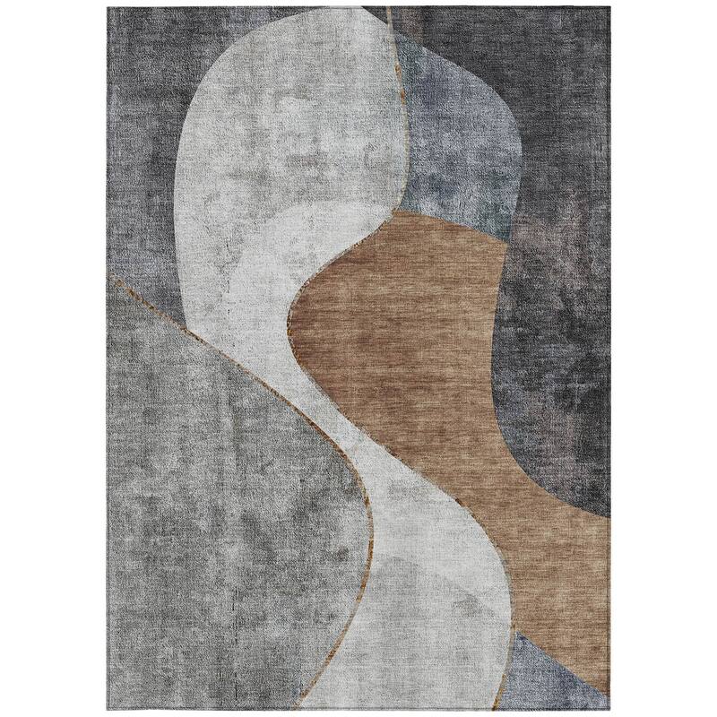 HomeRoots Abstract Transitional Rectangle Outdoor Rug
