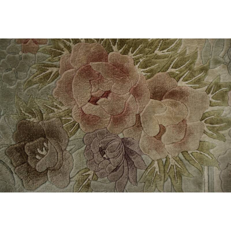 Hand Knotted Oriental 100% Silk Carpet Traditional Floral Beige & Ivories Art Deco Area Rug - 2' 7'' X 2' 8''