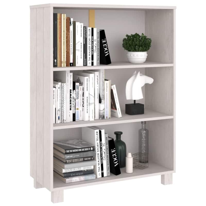 vidaXL Bookshelf Book Rack Bookcase Book Cabinet HAMAR White Solid Wood Pine - 33.5"x13.8"x13.8"