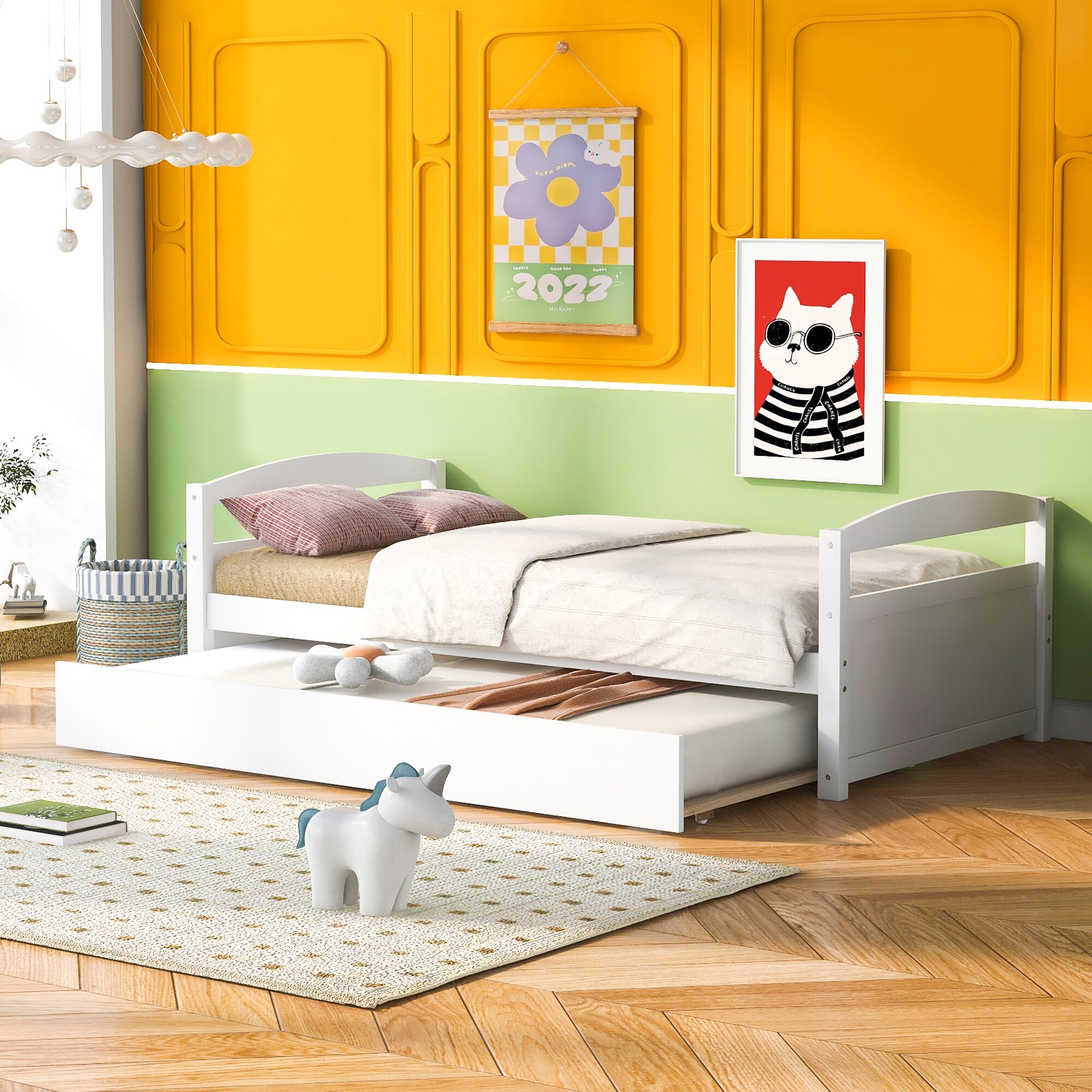 Versatile Twin Daybed with Pull Out Trundle No Box Spring Needed Sofa Bed Frame Daybed for Guest Room Children Room Bed Bath Beyond 38450132