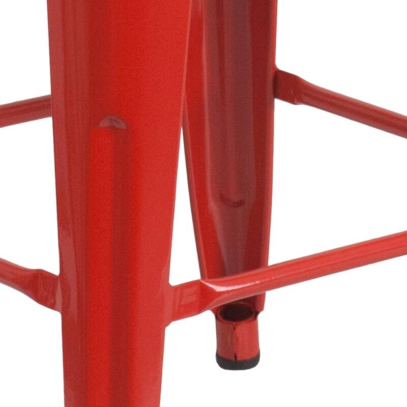 24" High Backless Metal Indoor-Outdoor Counter Height Stool w/Square Seat