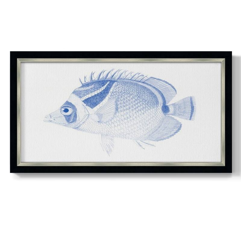 Blue & White Tropical Fish IV Premium Framed Canvas- Ready to Hang