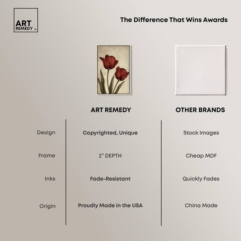 Deep Red Tulips Canvas by Art Remedy