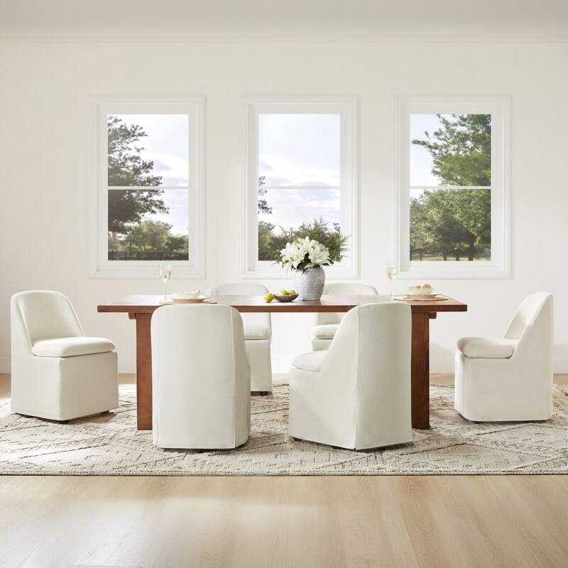 Spruce & Spring Modern Dining Chair with Removable Slipcover and Hidden Casters