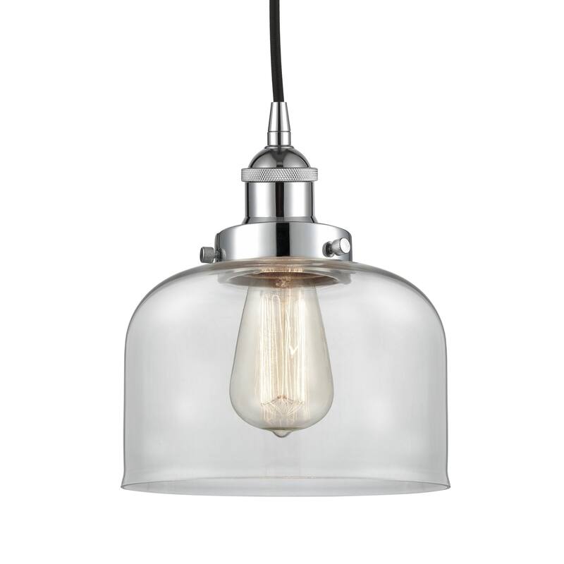 Innovations Lighting 616-1PH-10-8 Bell Pendant Bell 8" Wide Mini - Polished Chrome / Clear