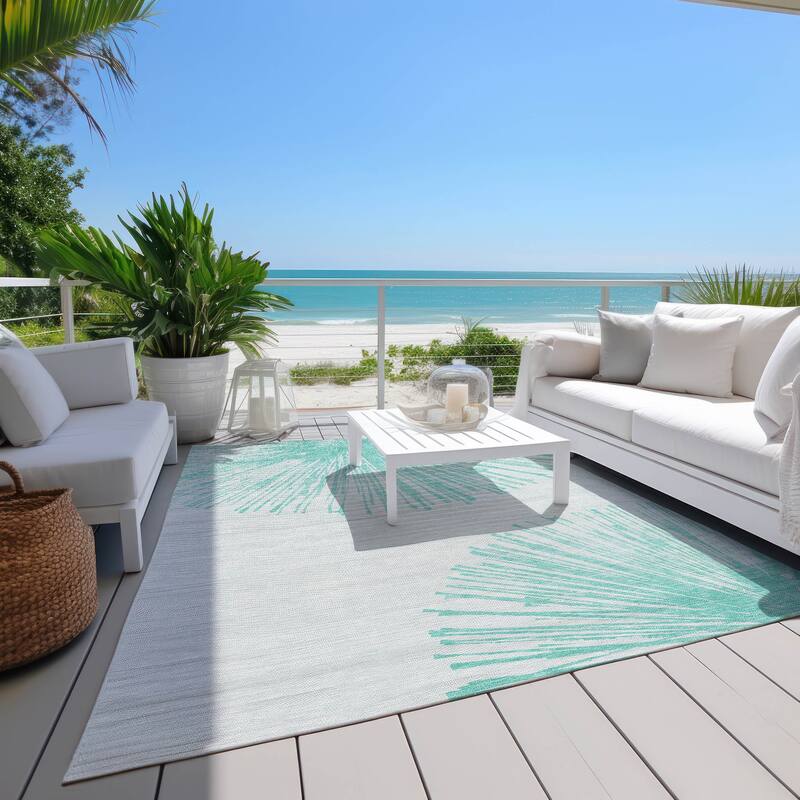 Machine Washable Indoor/ Outdoor Chantille Contemporary Burst Rug