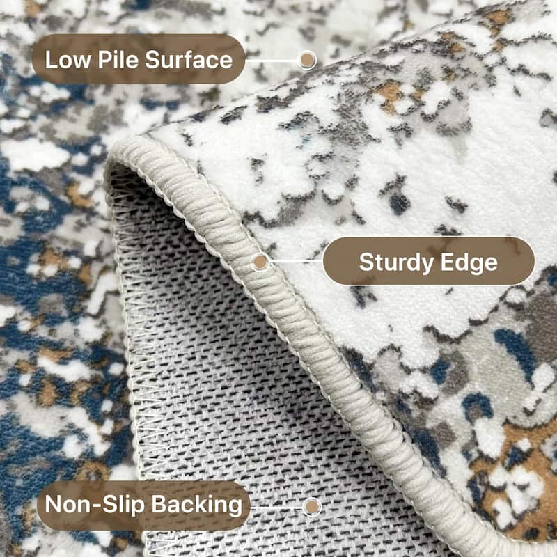 Mcow Modern Collection Low-Pile Machine-Washable Non-Slip Area Rug