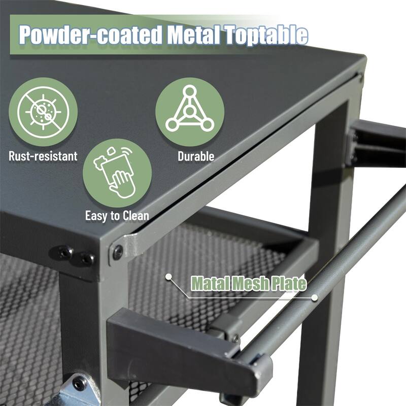 3-Shelf Outdoor Grill Table, Grill Cart Outdoor with Wheels,Food Table