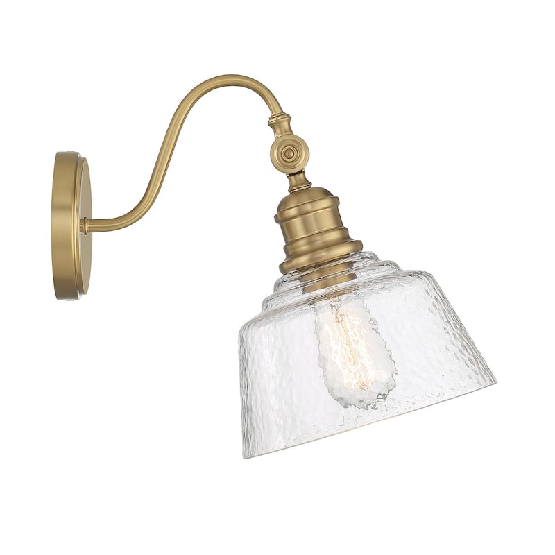 Bellevue SH90092 12" Tall Wall Sconce with Hammered Glass Shade