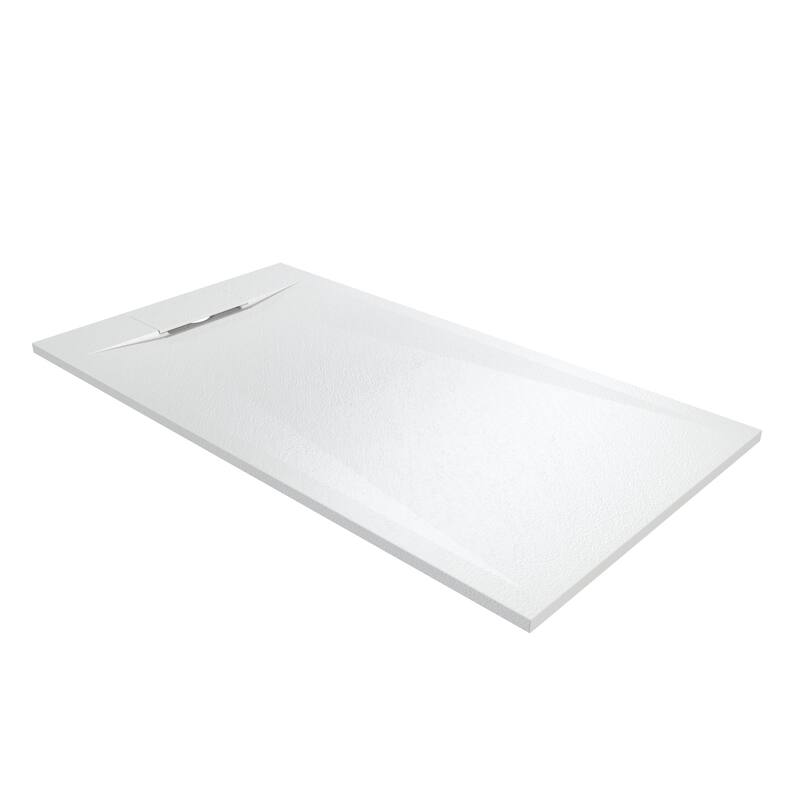 SMC Alcove Shower Pan Base with Reversible Drain, Low Profile, Wheelchair Access, Slip-Resistant, cUPC Certified - White - 60' x 32"