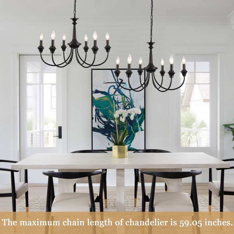 6-Light Modern Chandelier , Farmhouse Candle Chandelier for Dining Room Living Room Bedroom Kitchen - W24.4"x H15.55"
