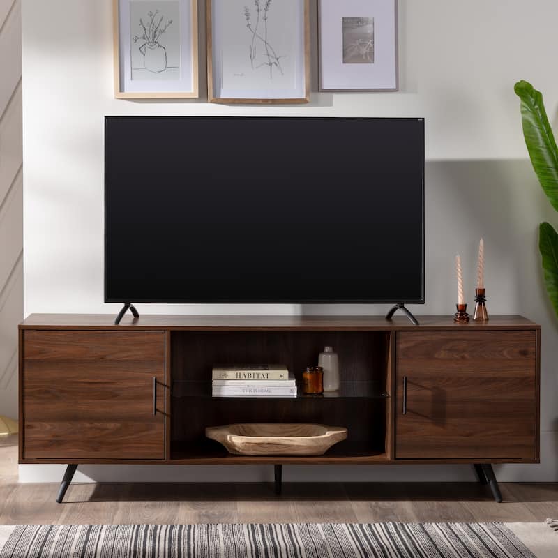 Middlebrook Designs 70-inch Mid-Century Modern TV Stand - Dark Walnut