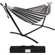 preview thumbnail 46 of 86, Double Cotton Hammock with Space Saving Steel Stand Zebra Pattern