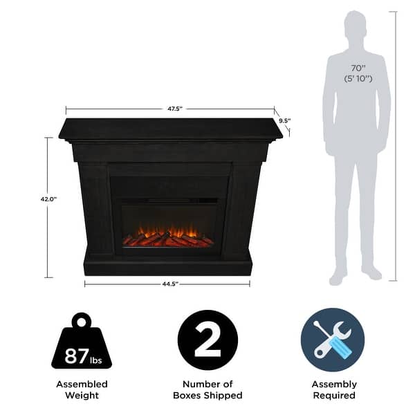 dimension image slide 3 of 11, Real Flame Crawford Electric Slim Fireplace 48"