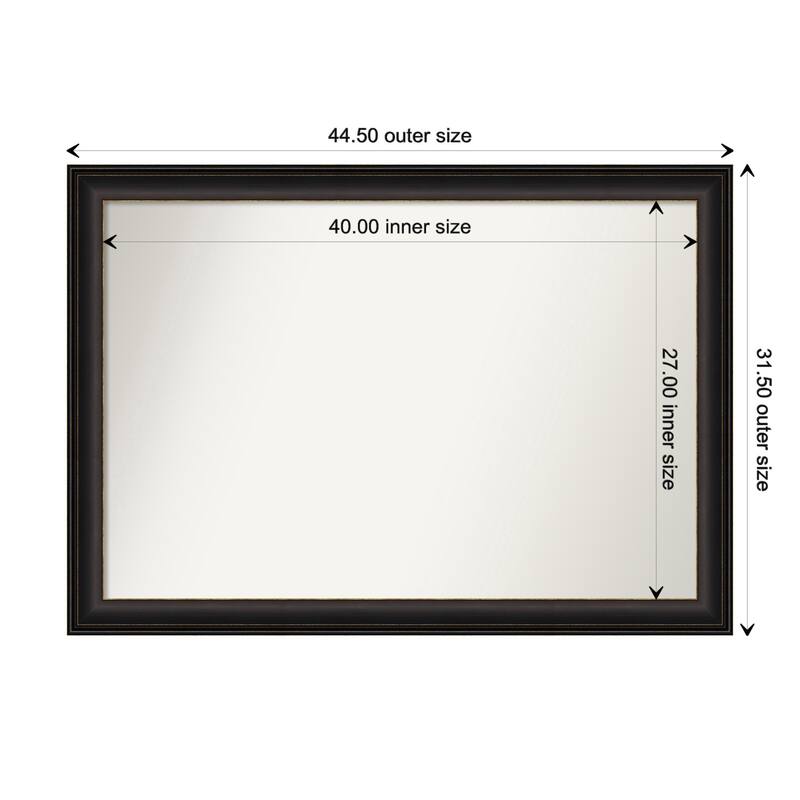 Trio Oil Rubbed Bronze Framed Non-Beveled Custom Wall Mirror, Bathroom Vanity Mirror - Outer Size: 44.5 x 31.5