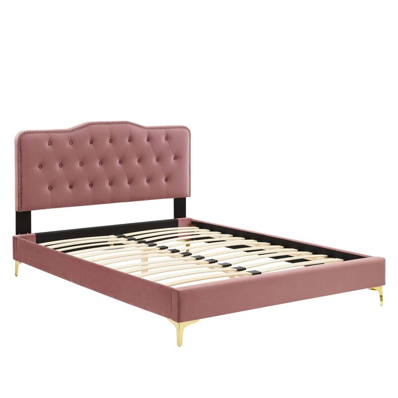 Amber Performance Velvet Queen Platform Bed
