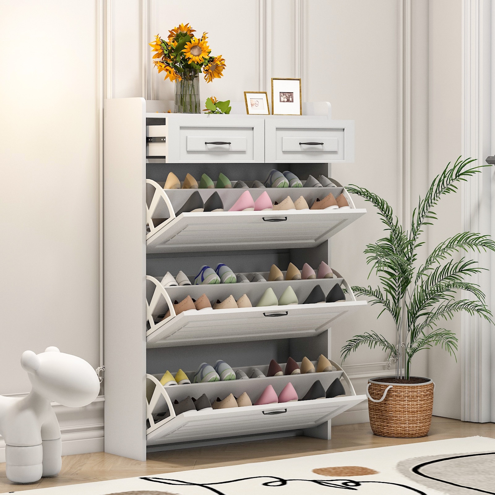 White gloss shoe storage on sale