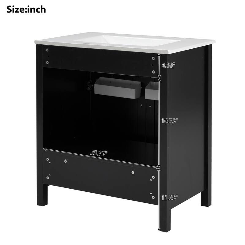 30-Inch Bathroom Vanity with Ceramic Sink and Ample Storage