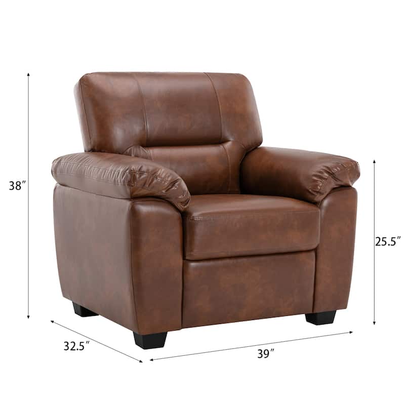 Morden Fort 3-Piece Faux Leather Sofa Set | Space-Saving Living Room Furniture