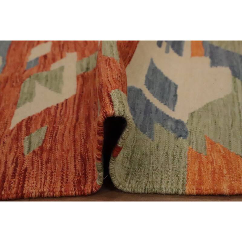 Hand Woven Oriental 100% Wool Carpet Southwestern Modern Multi-Colored Kilim Area Rug - 6' 6'' X 4' 10''