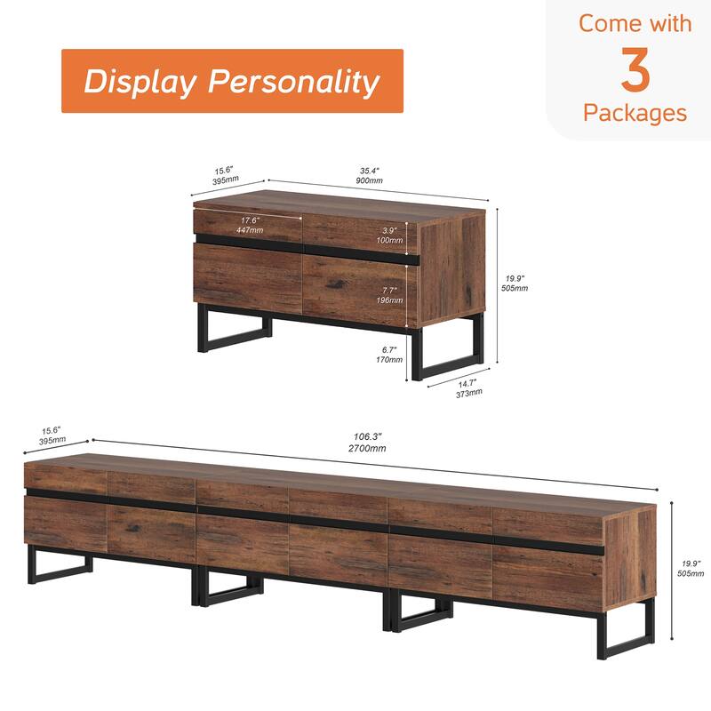 WAMPAT Modern TV Stand Entertainment Center TV Console with Storage Cabinets