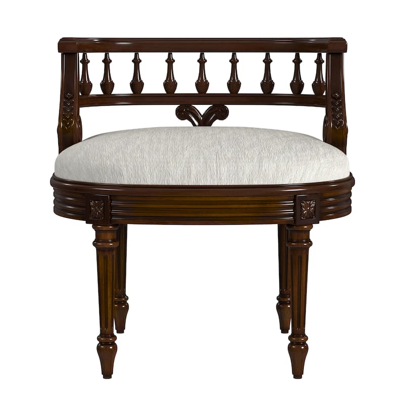 Hathaway 22.5 in. W Oval Upholstered and Wood Traditional Vanity Seat