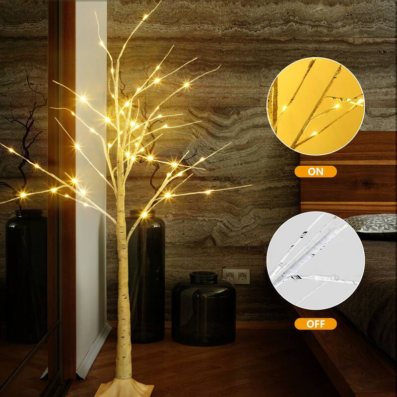 LED Lighted Birch Tree with Fairy Lights for Decoration Inside Outside