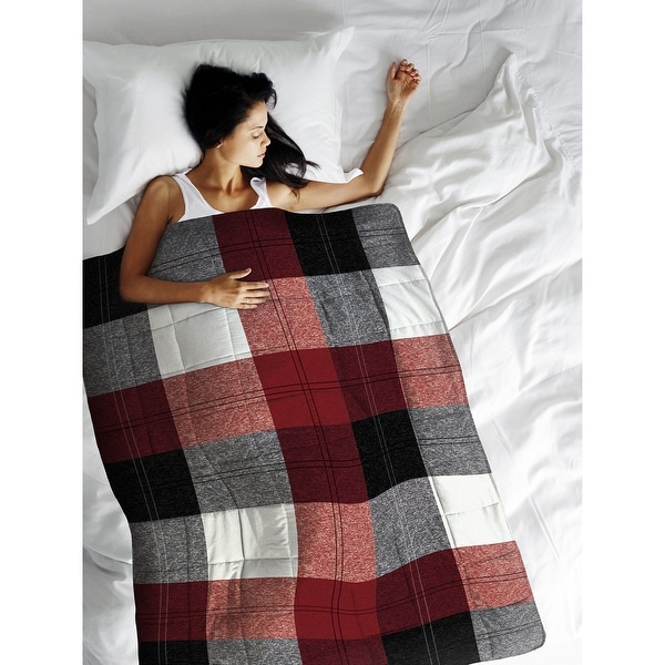 Plaid weighted top blanket