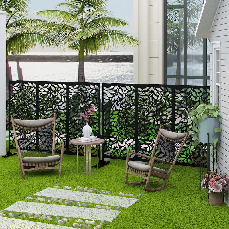 Spring Metal Privacy Screen Panel Free Standing - 72*47