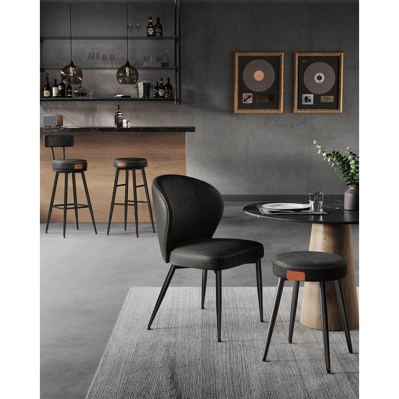 360 Swivel Bar Stools with Backrest and Steel Legs Footrest Perfect for Dining Room Set of 2