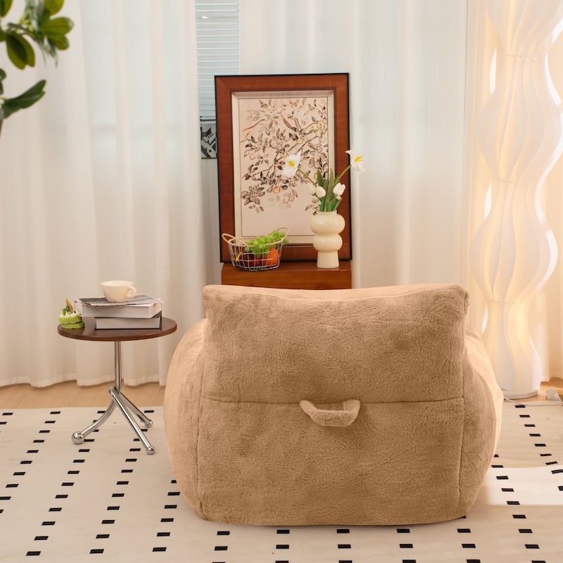 Faux Fur Bean Bag Chair with Back Support